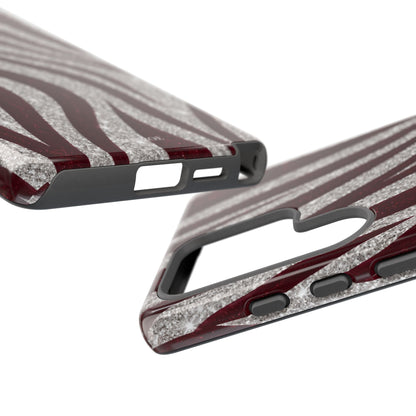 Burgundy Zebra Glitter Tough Case