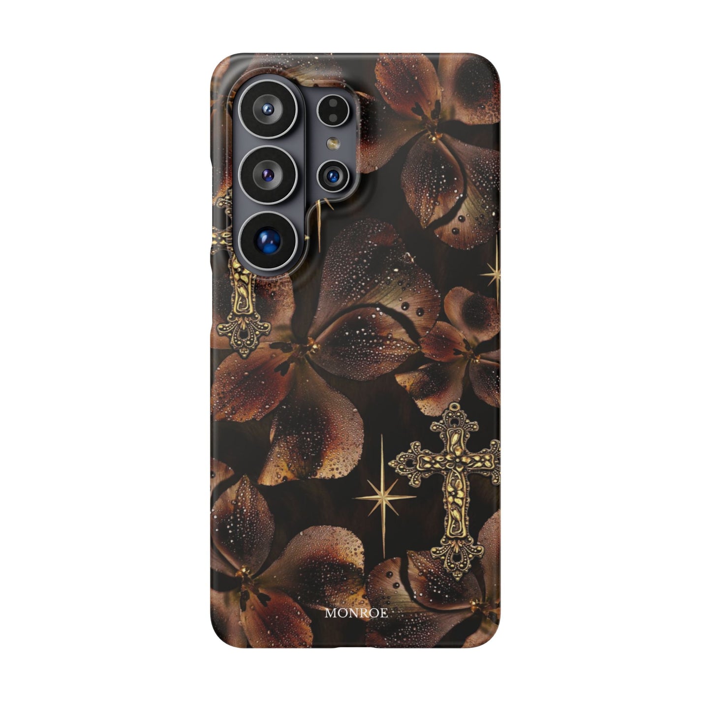 Brown Floral Cross Case