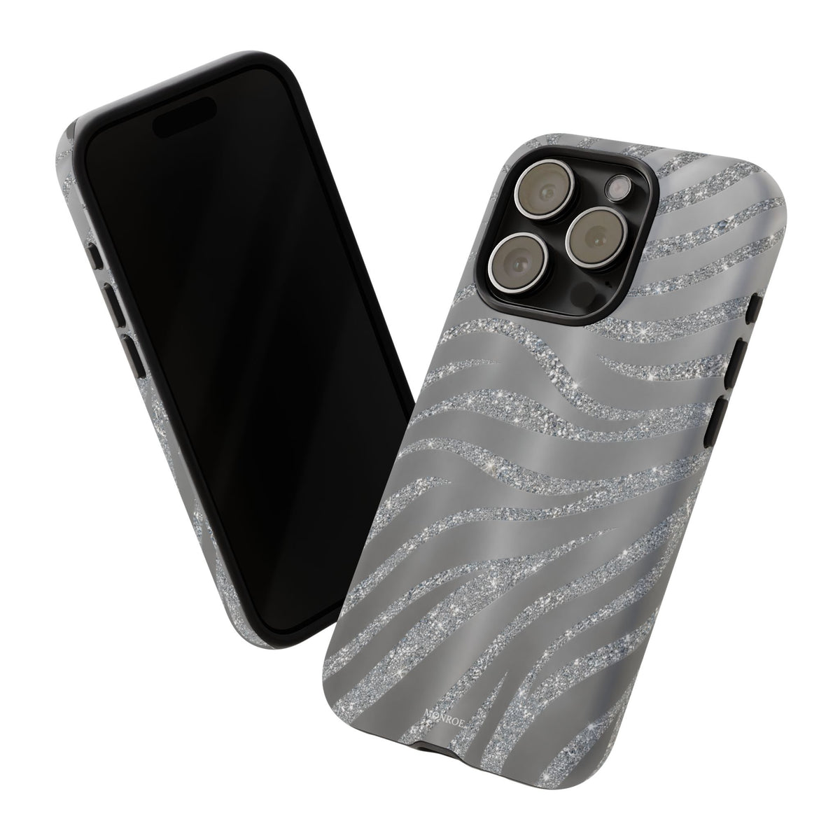 Silver Glitter Zebra Tough Case