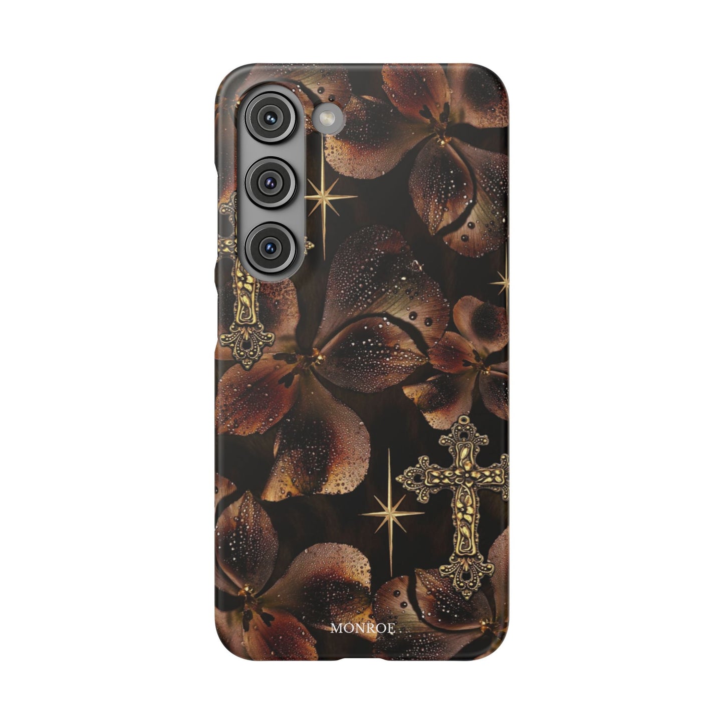 Brown Floral Cross Case