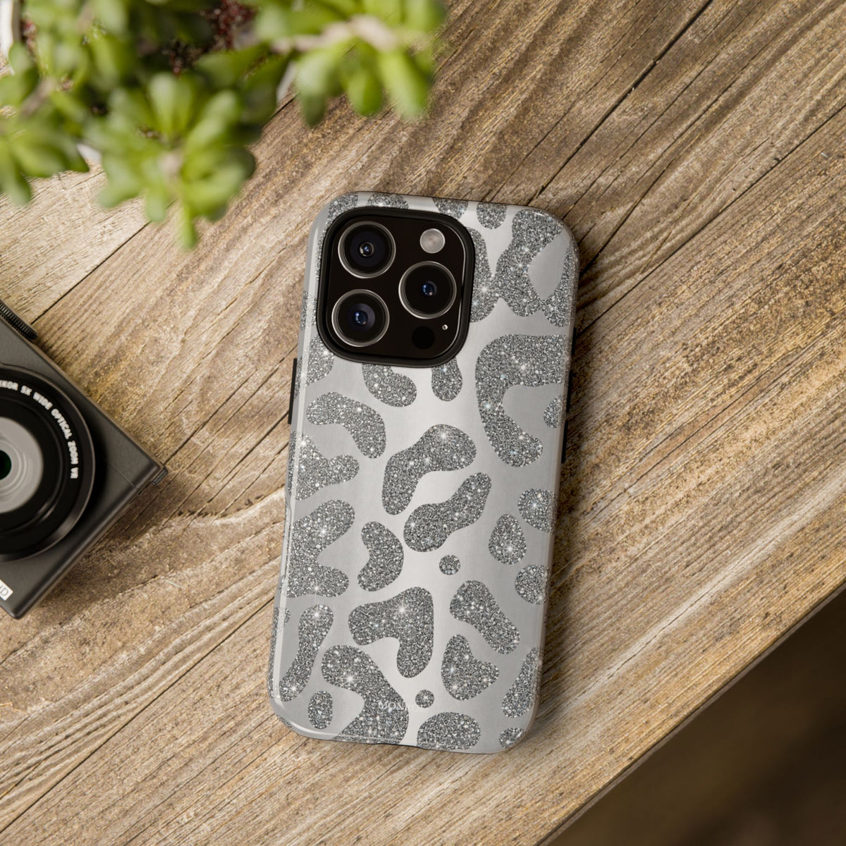 Silver Glitter Leopard Tough Case