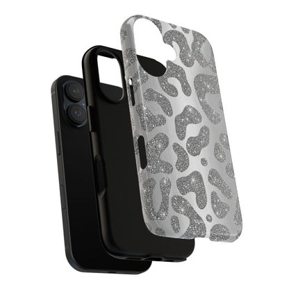 Silver Glitter Leopard Tough Case