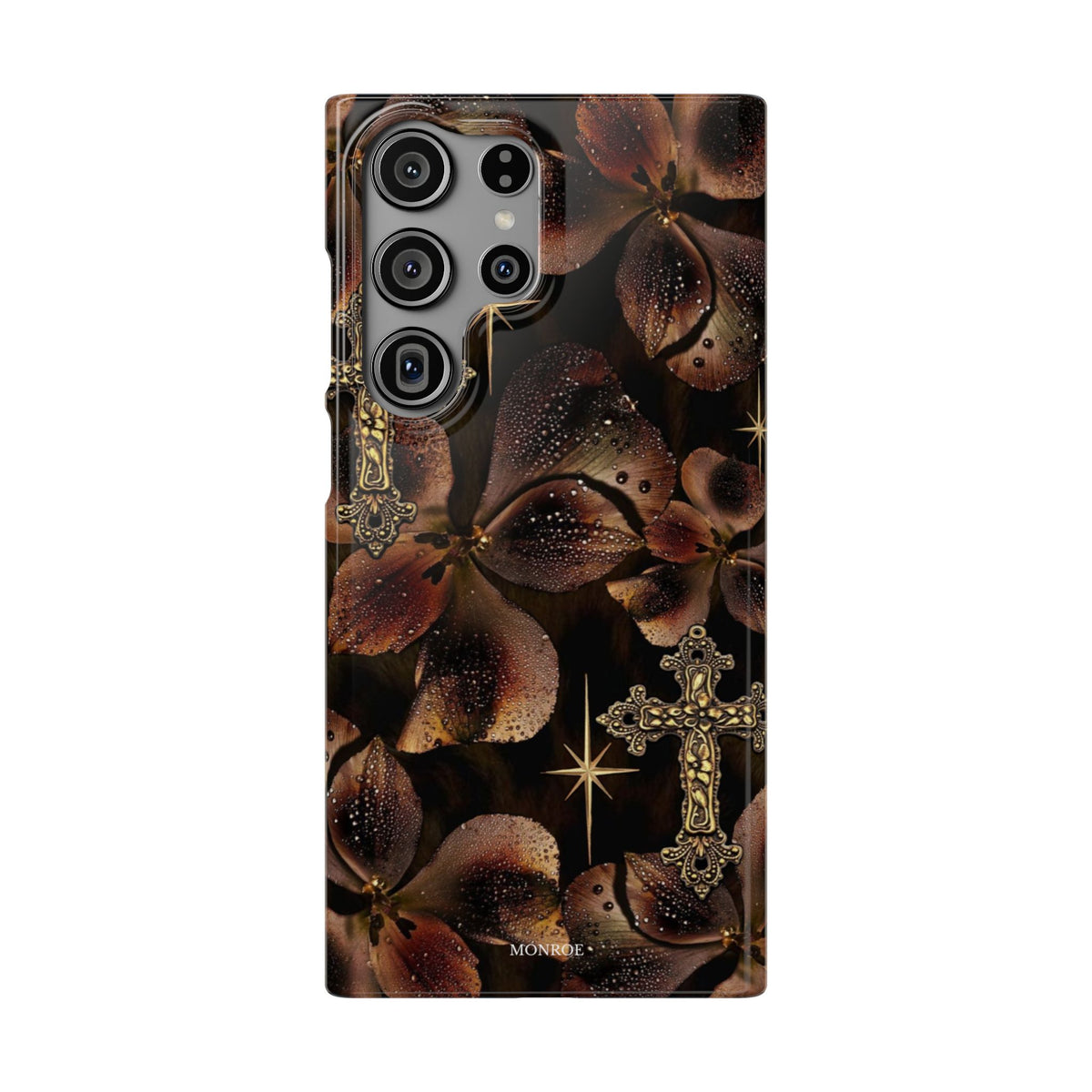 Brown Floral Cross Case