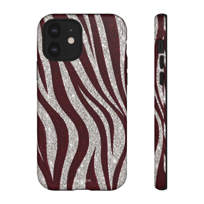 Burgundy Zebra Glitter Tough Case