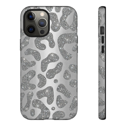 Silver Glitter Leopard Tough Case