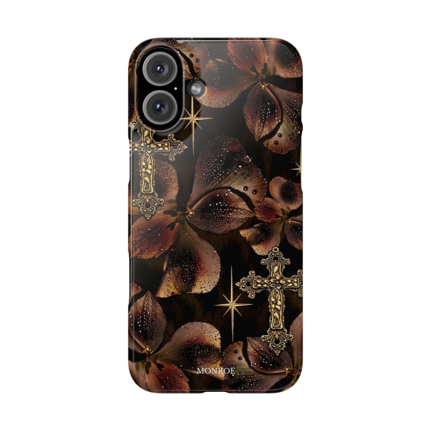 Brown Floral Cross Case