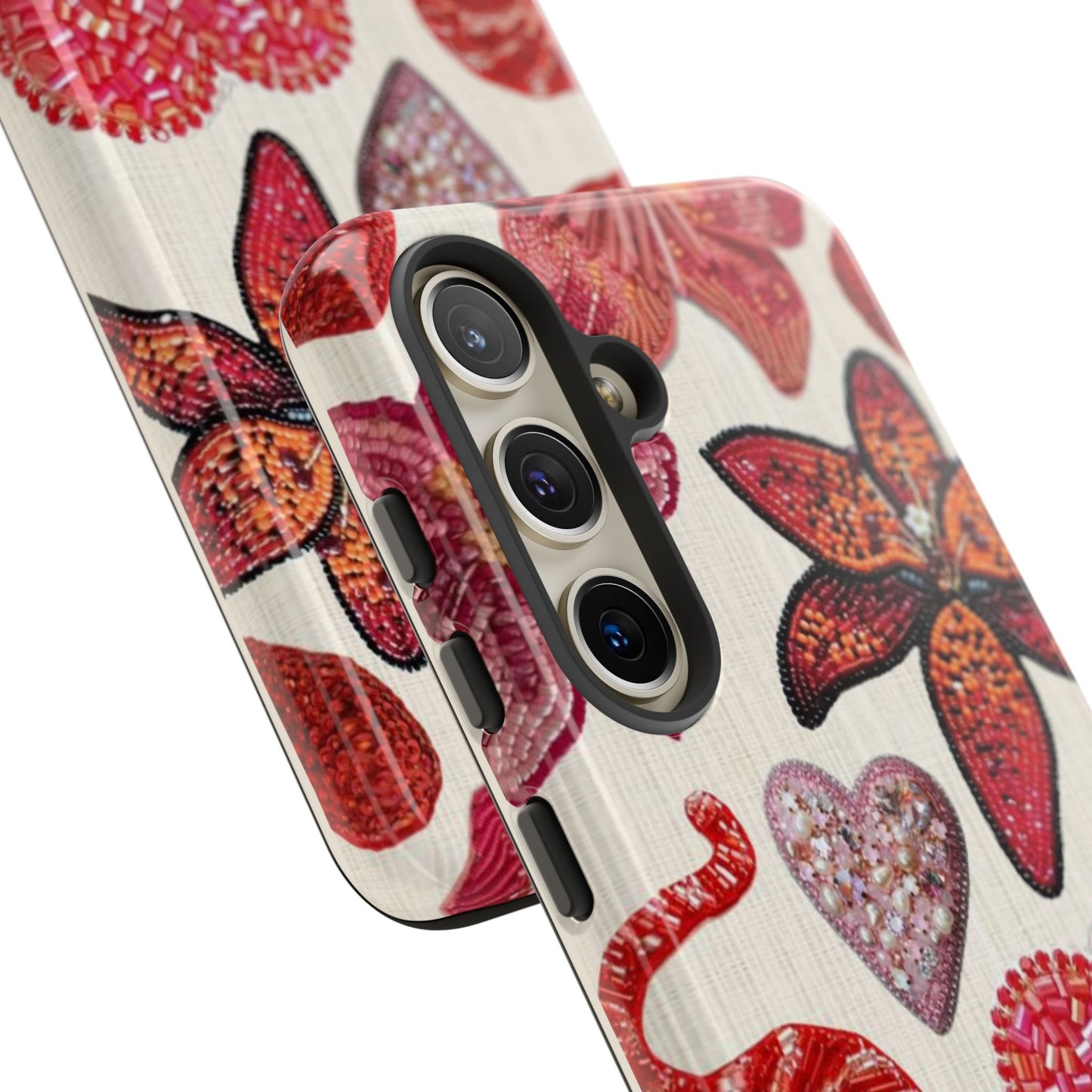 Floral & Heart Pattern Tough Case