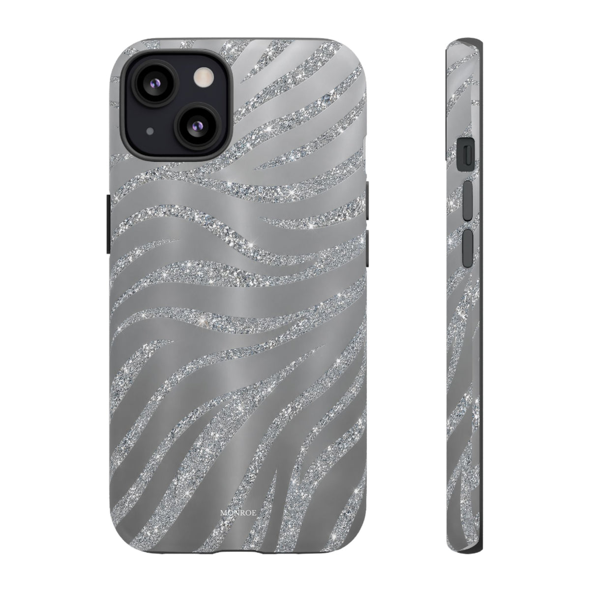 Silver Glitter Zebra Tough Case