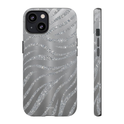 Silver Glitter Zebra Tough Case