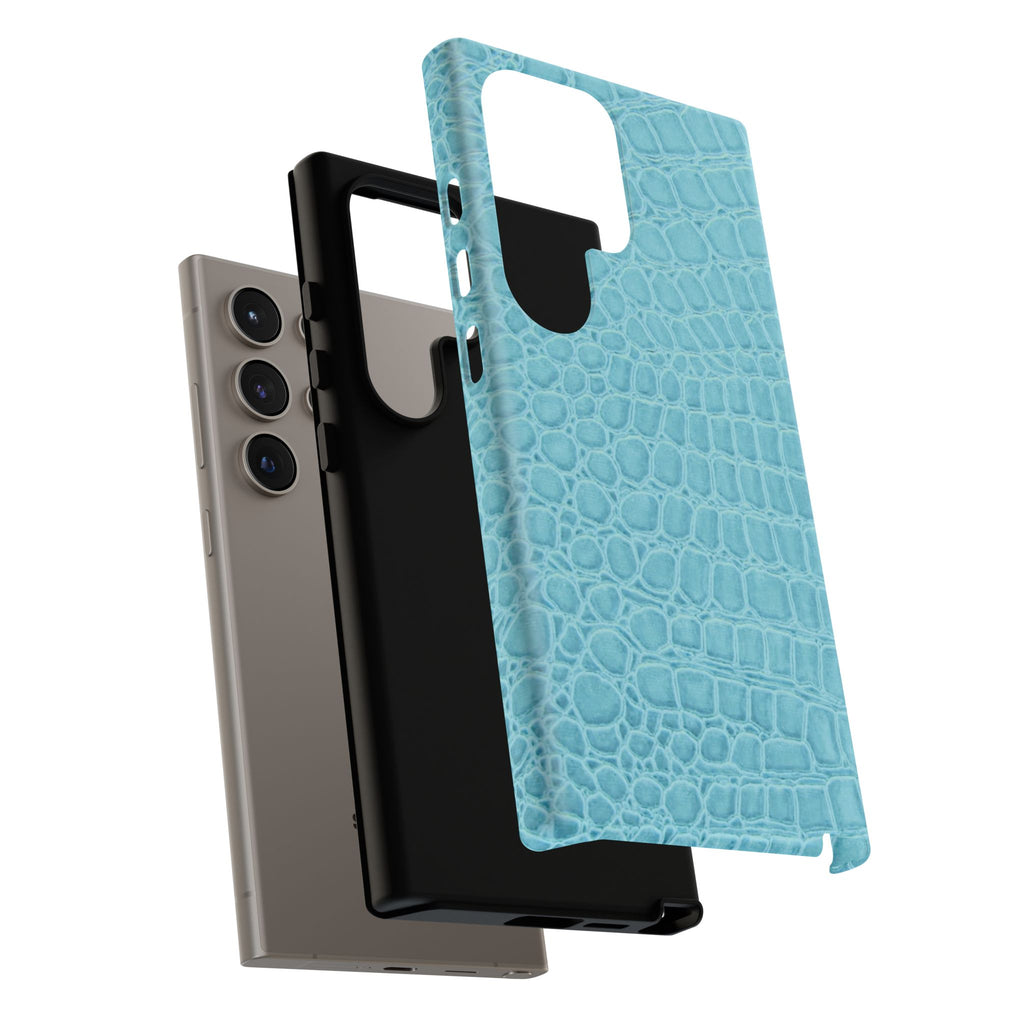 Croc Embossed Turquoise Phone Case