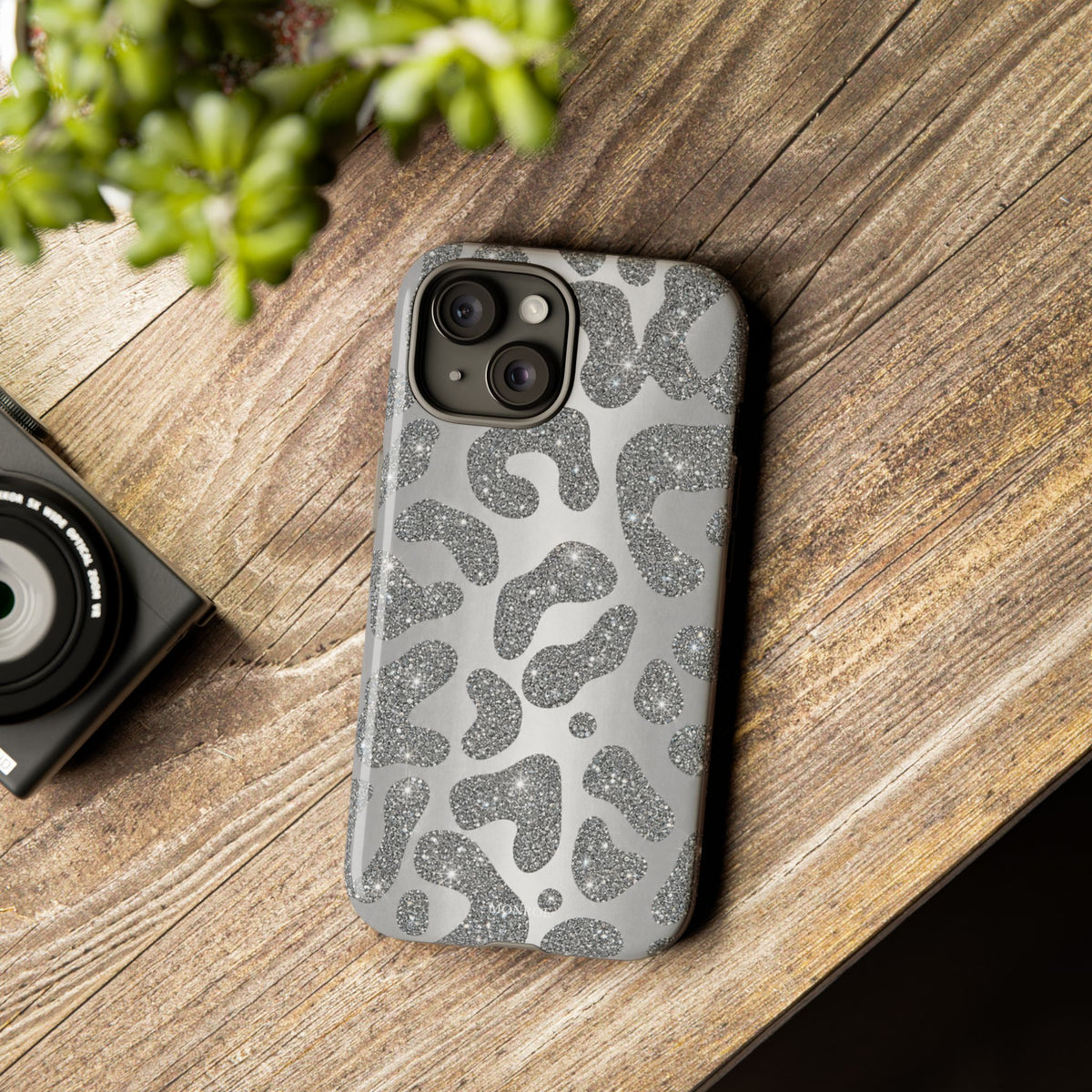 Silver Glitter Leopard Tough Case