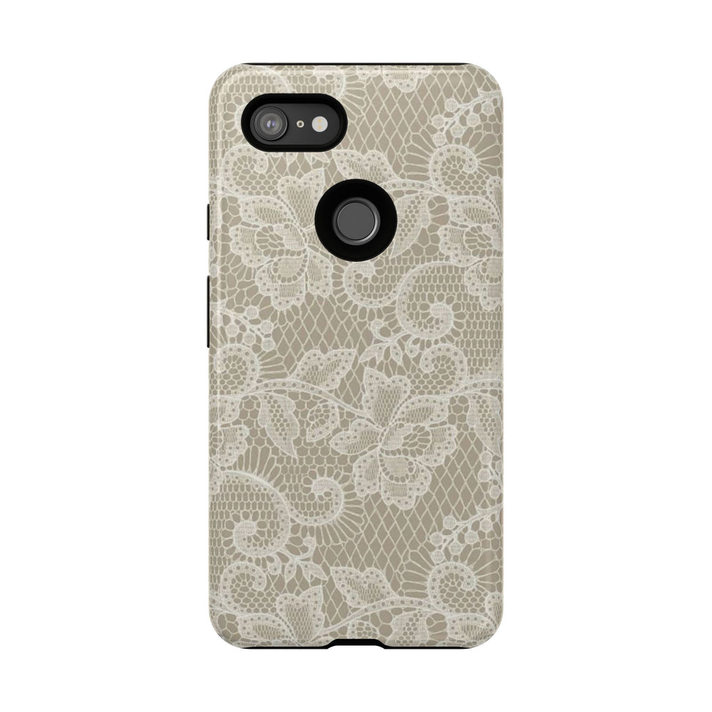White Lace Pattern Tough Phone Case