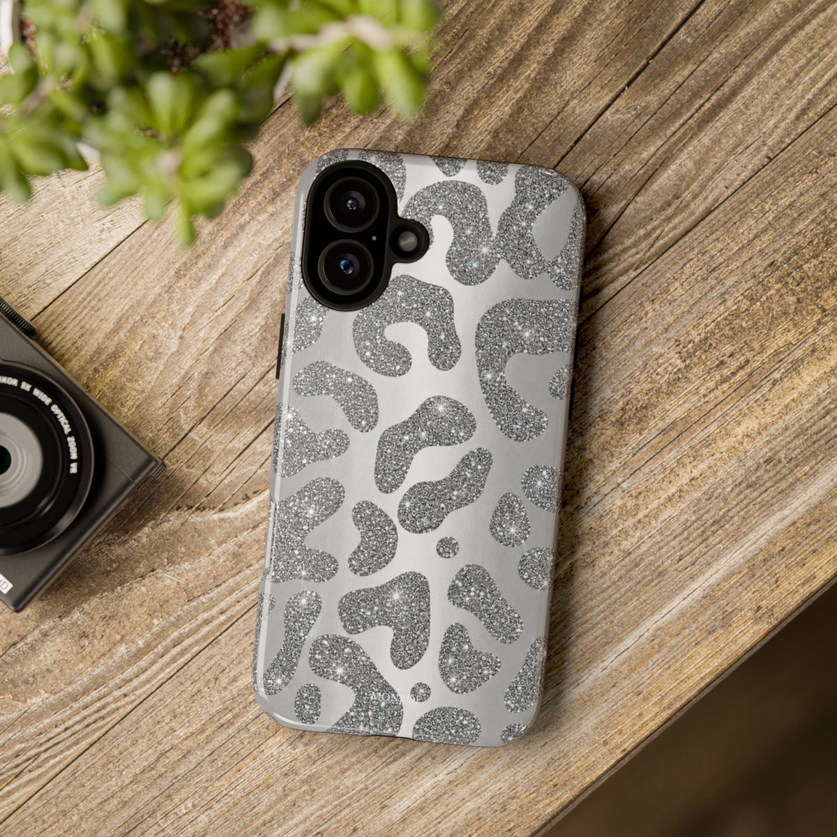 Silver Glitter Leopard Tough Case