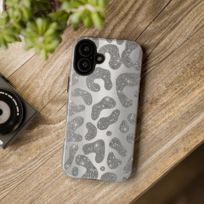 Silver Glitter Leopard Tough Case