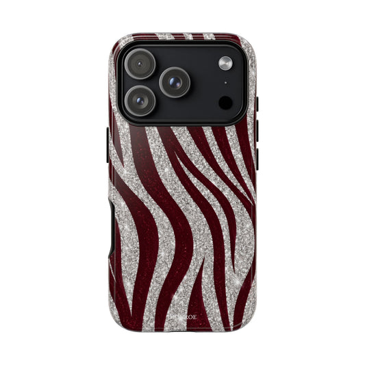 Burgundy Zebra Glitter Tough Case
