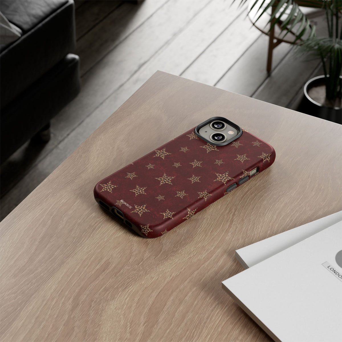 Burgundy Leopard Star Tough Case