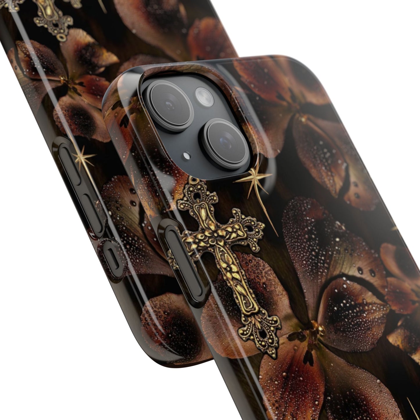 Brown Floral Cross Case