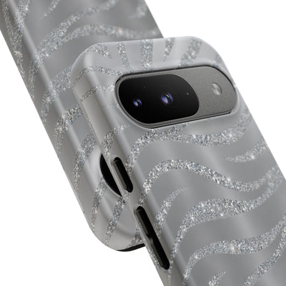 Silver Glitter Zebra Tough Case