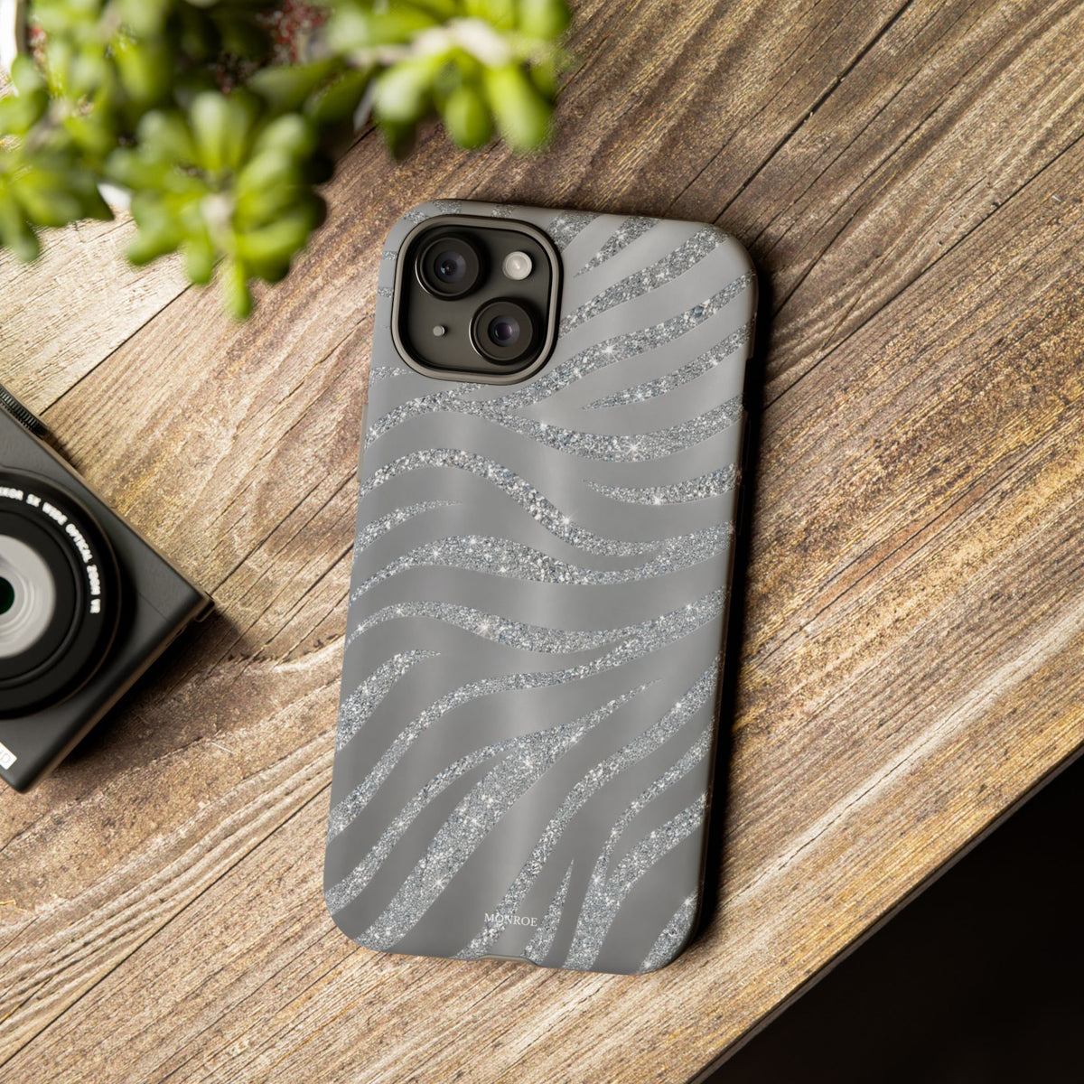 Silver Glitter Zebra Tough Case