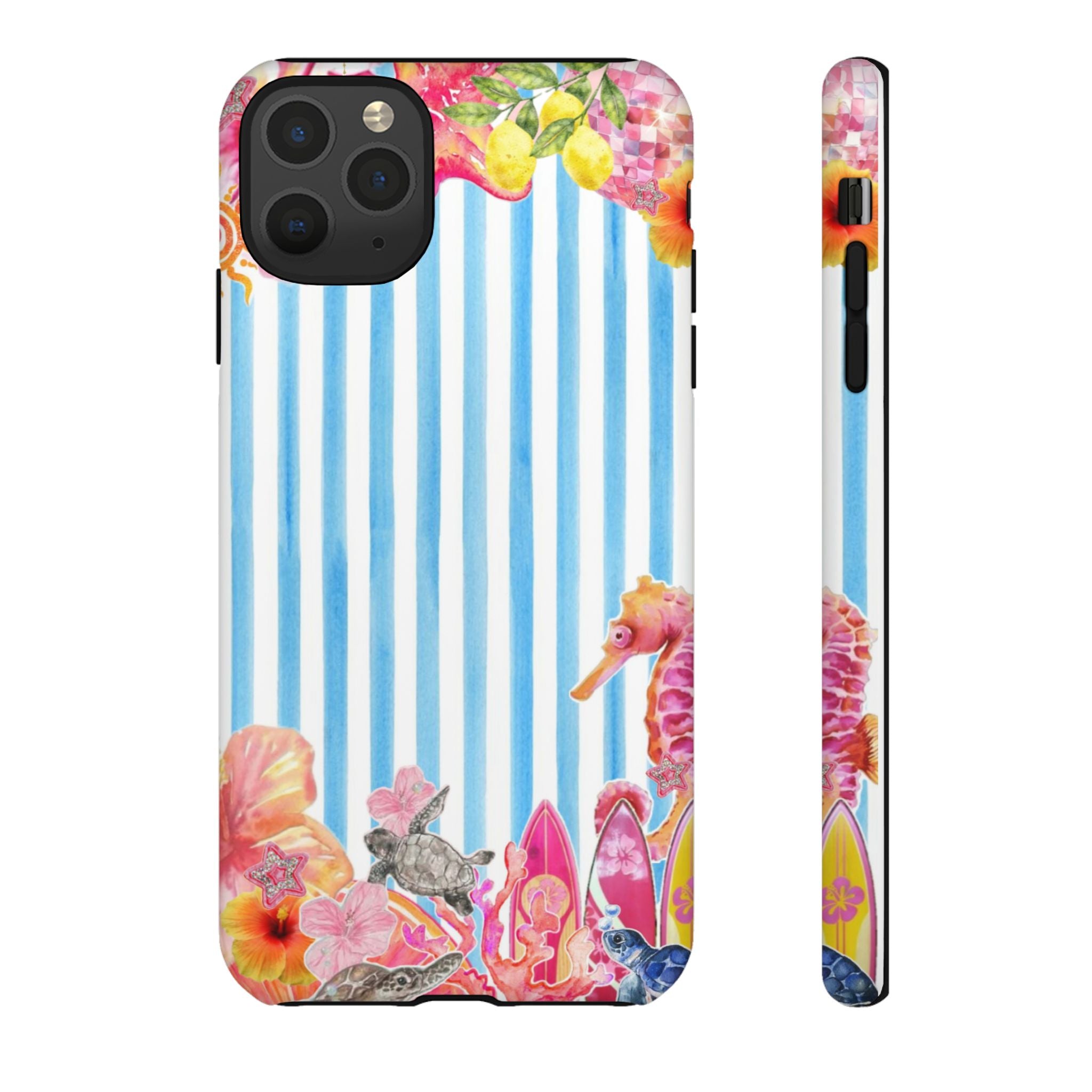 Beach Blue Striped Tough Phone Case