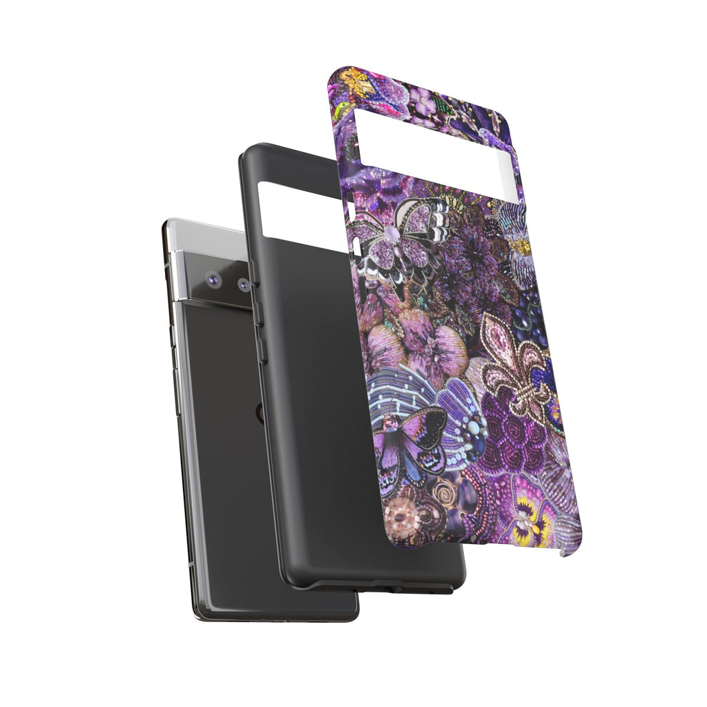 Purple Fleur-de-Lis Floral Tough Phone Case