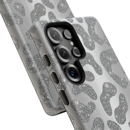 Silver Glitter Leopard Tough Case
