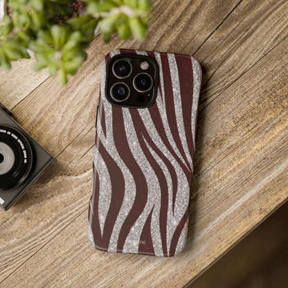 Burgundy Zebra Glitter Tough Case