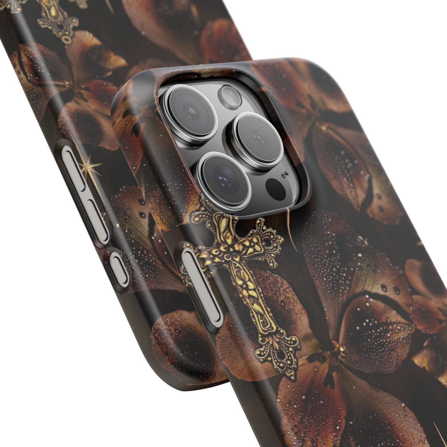 Brown Floral Cross Case