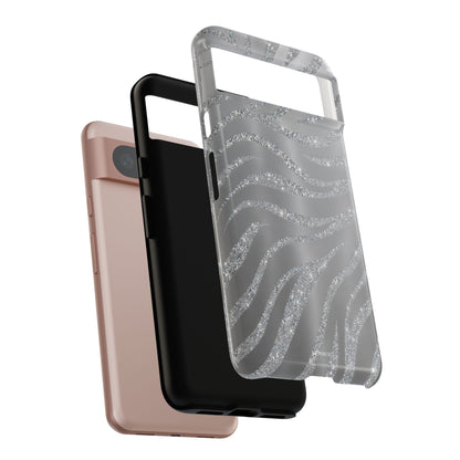 Silver Glitter Zebra Tough Case
