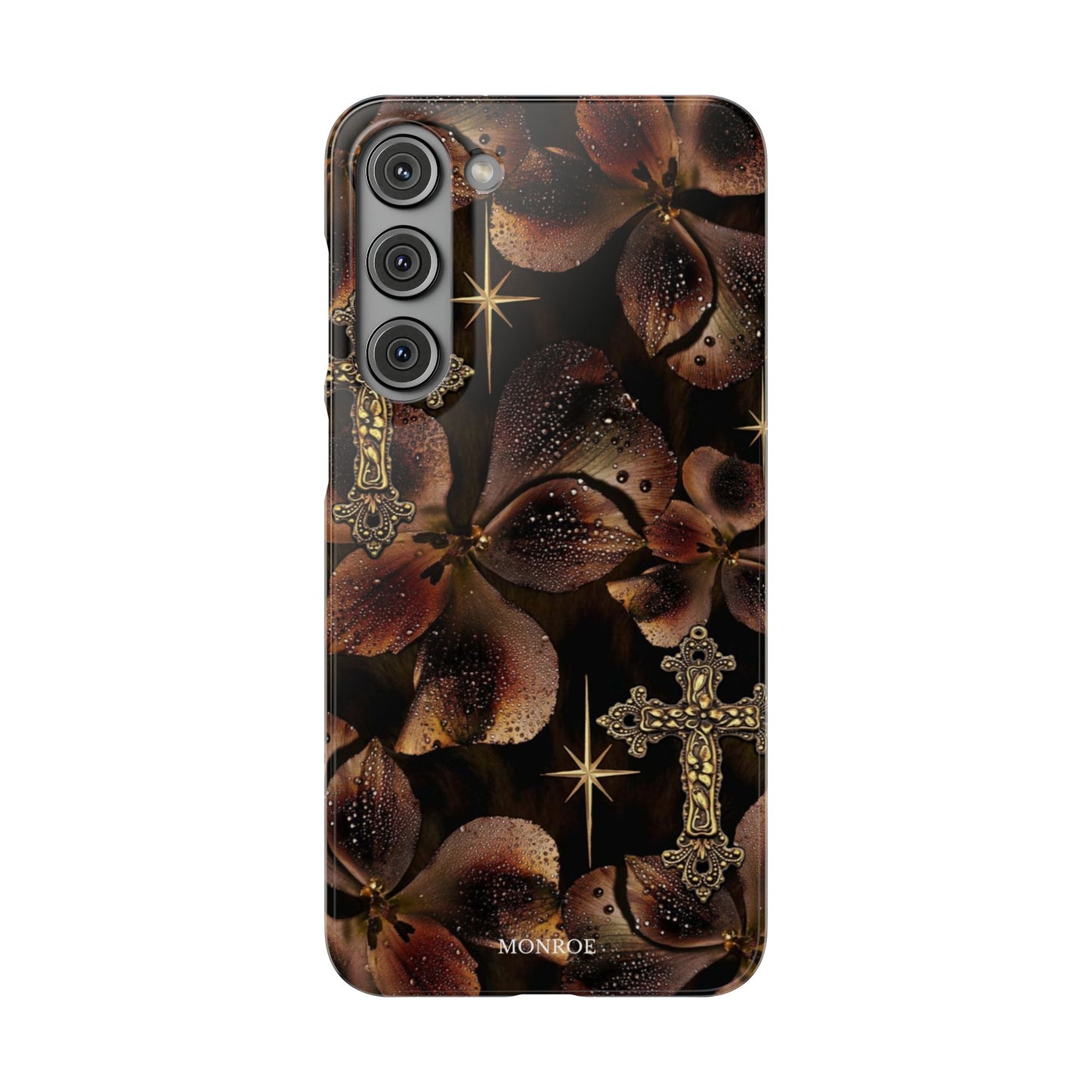 Brown Floral Cross Case
