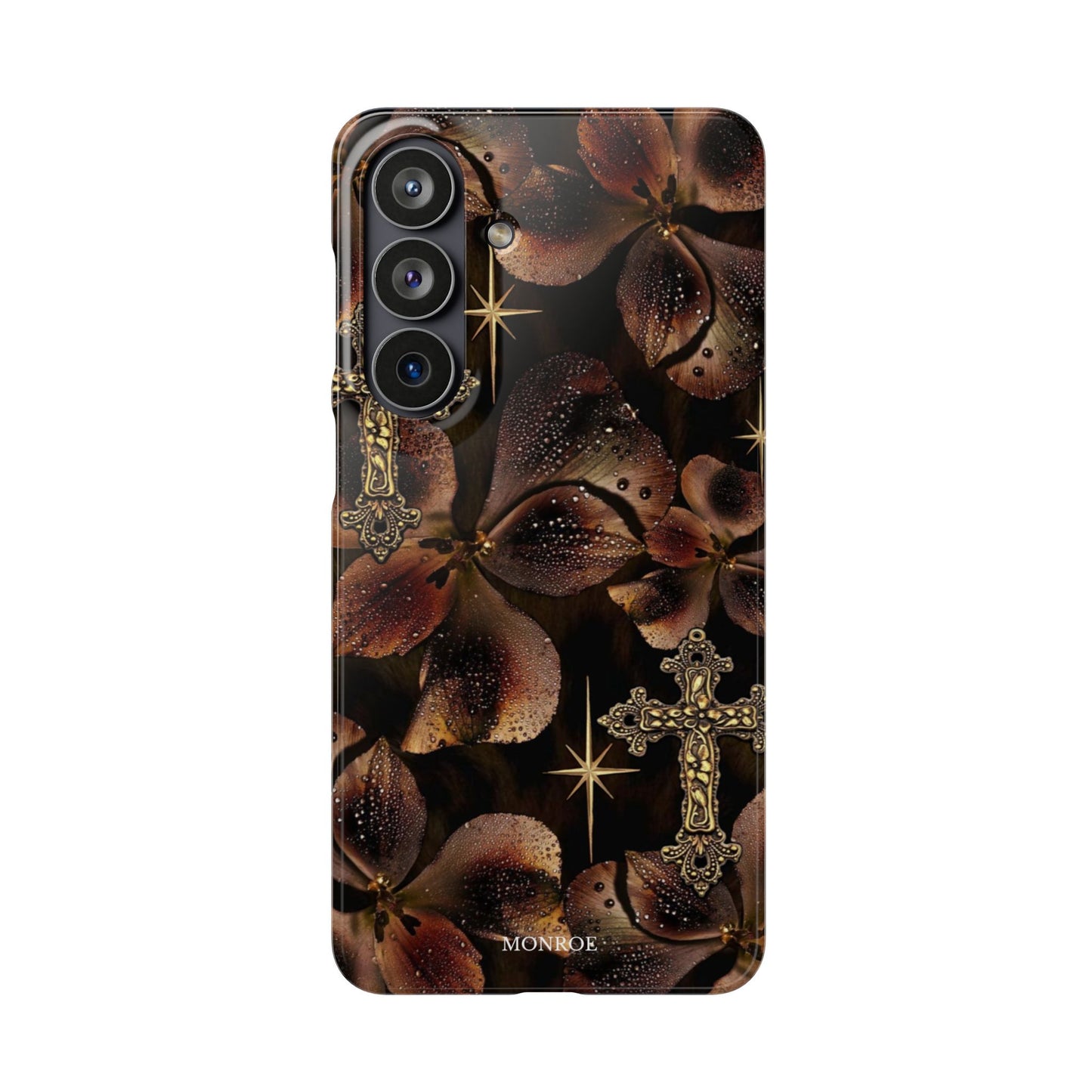 Brown Floral Cross Case