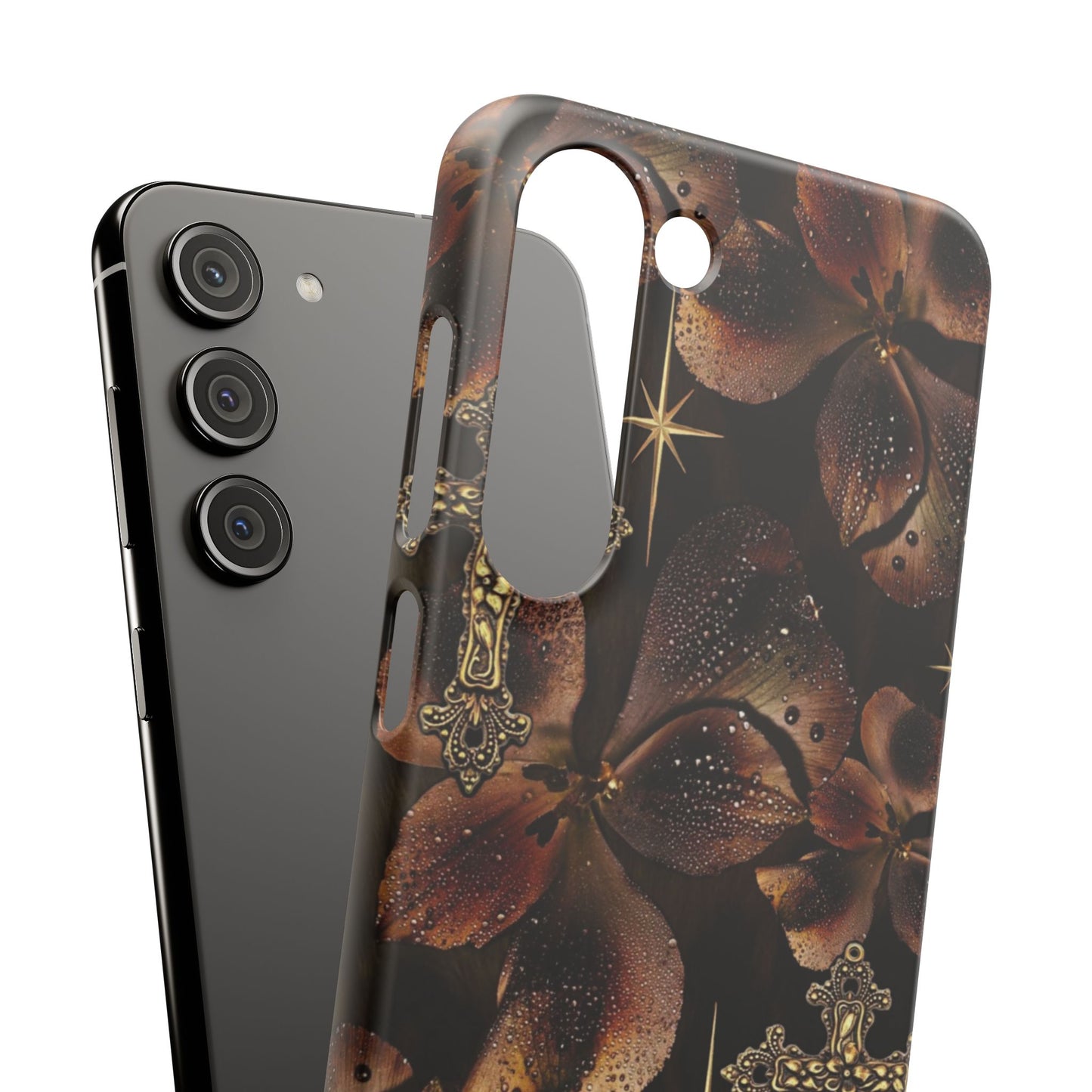 Brown Floral Cross Case