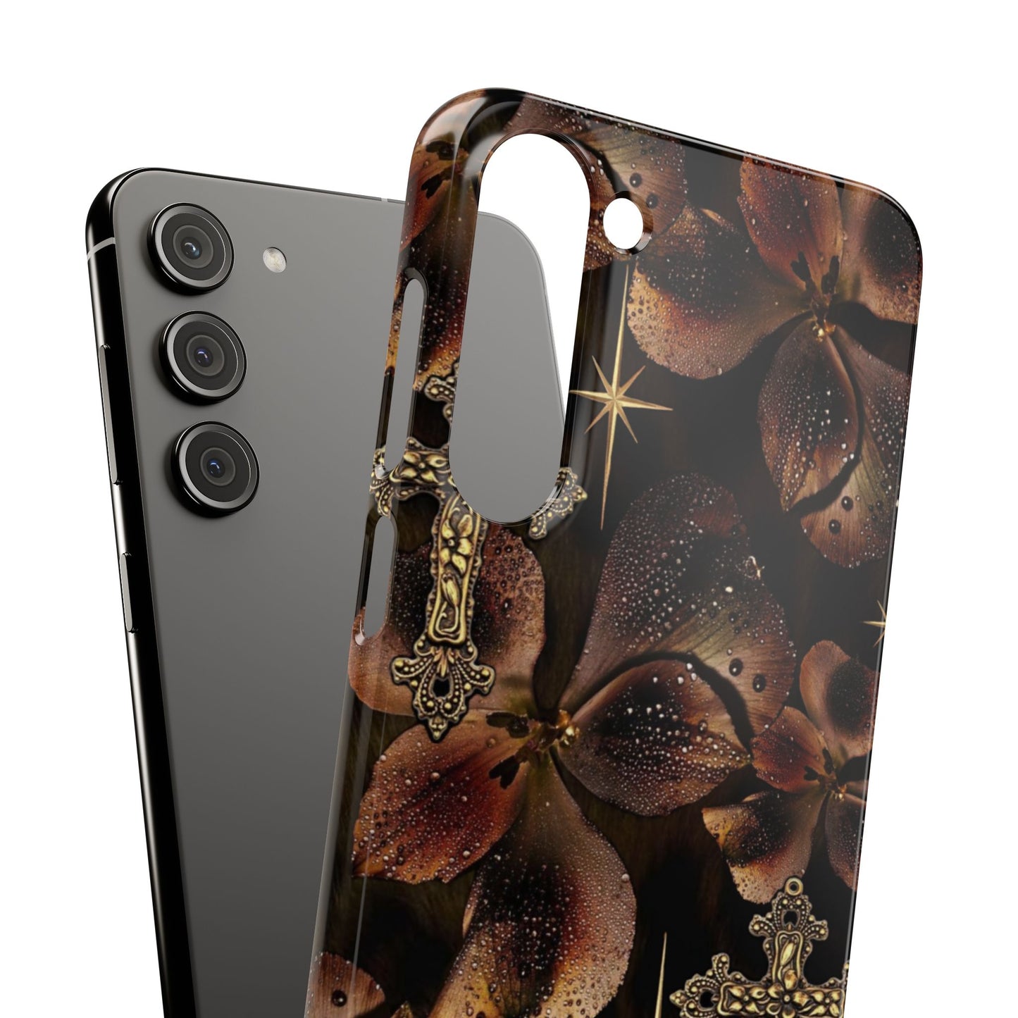 Brown Floral Cross Case