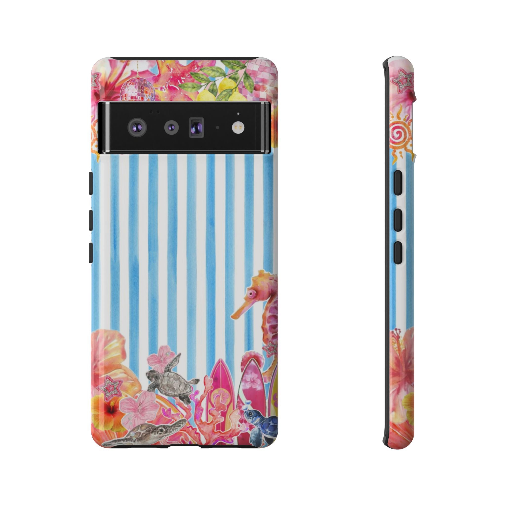 Beach Blue Striped Tough Phone Case