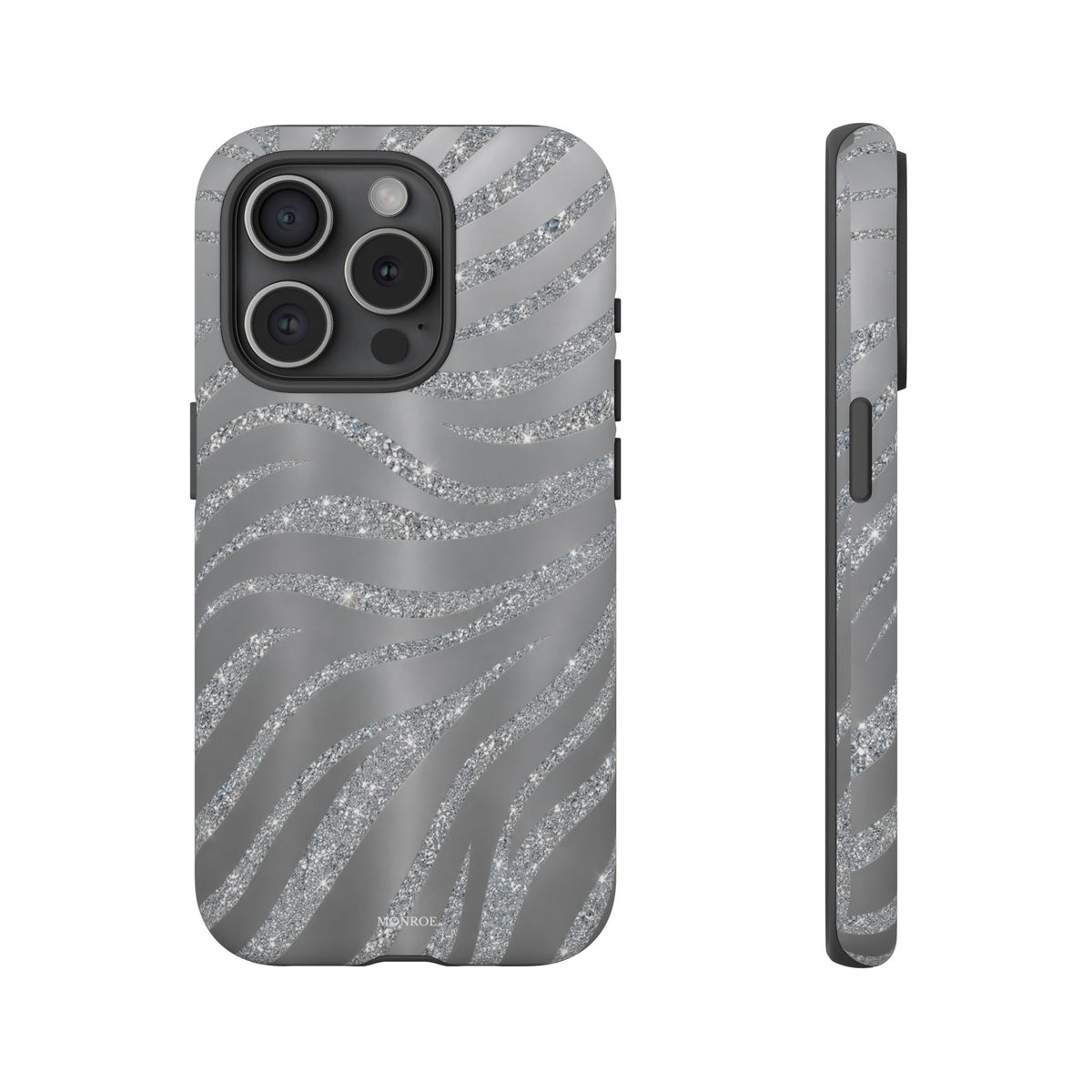 Silver Glitter Zebra Tough Case