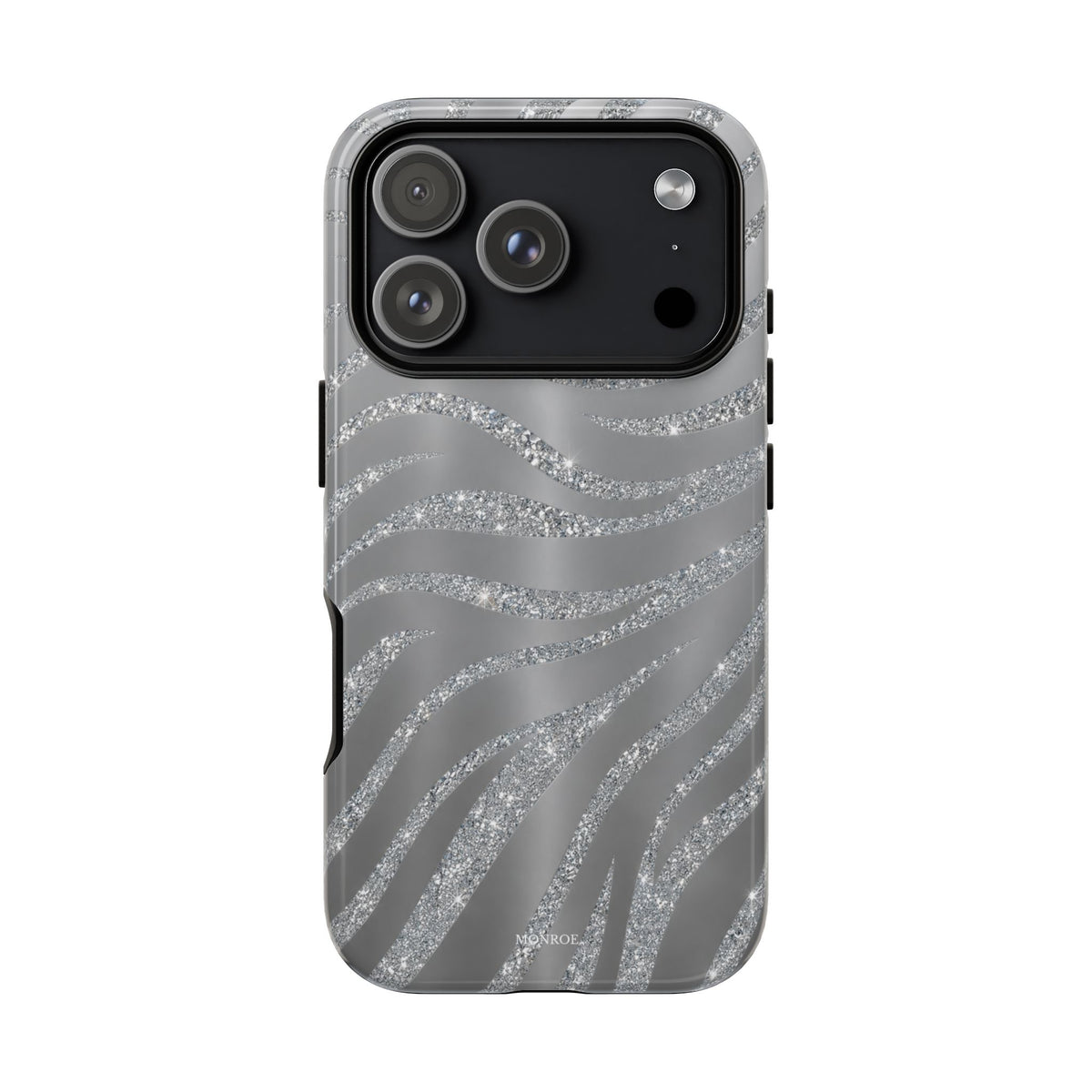 Silver Glitter Zebra Tough Case