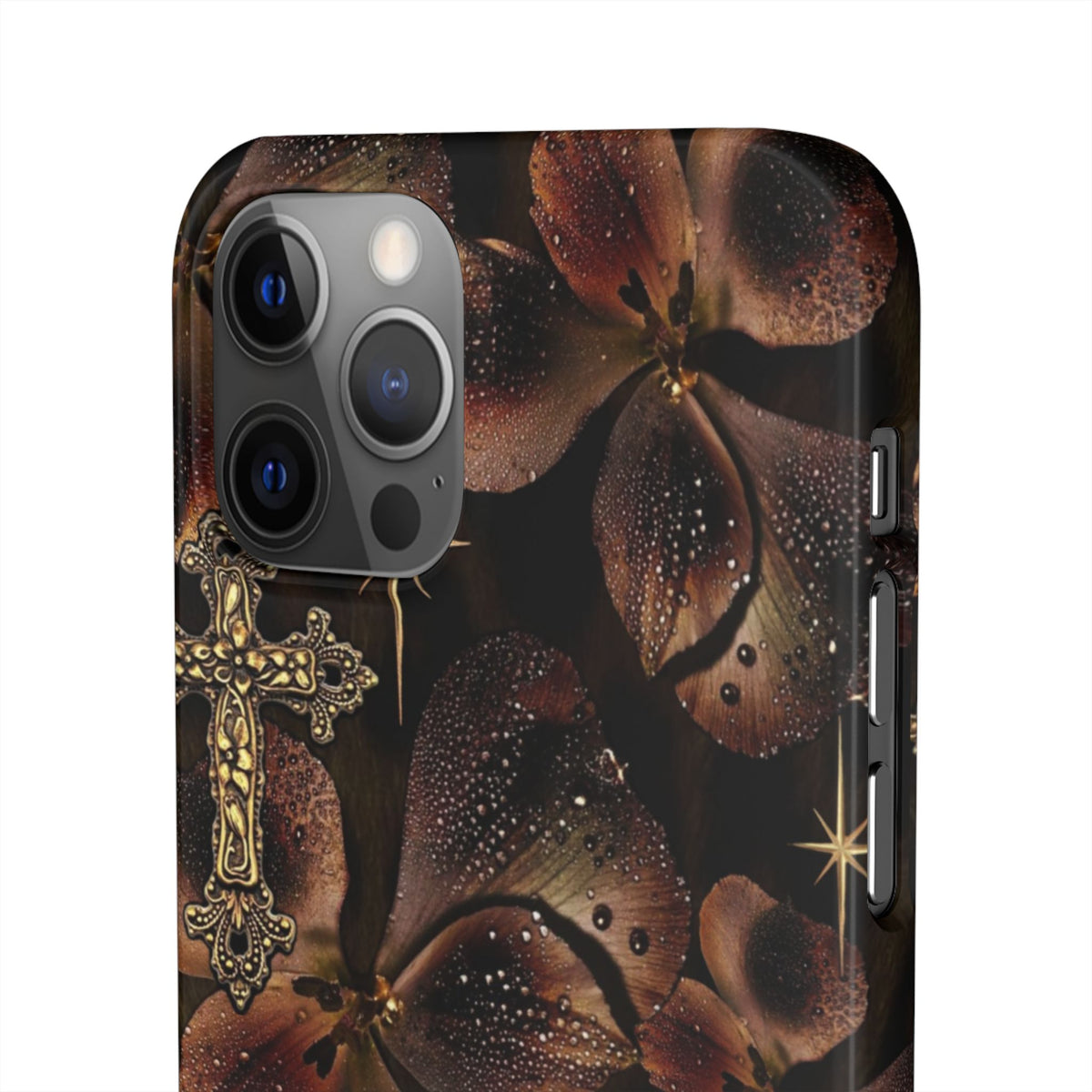 Brown Floral Cross Case