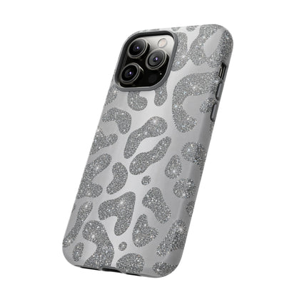 Silver Glitter Leopard Tough Case
