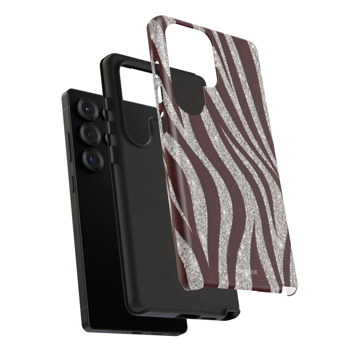 Burgundy Zebra Glitter Tough Case