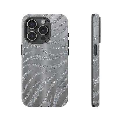 Silver Glitter Zebra Tough Case