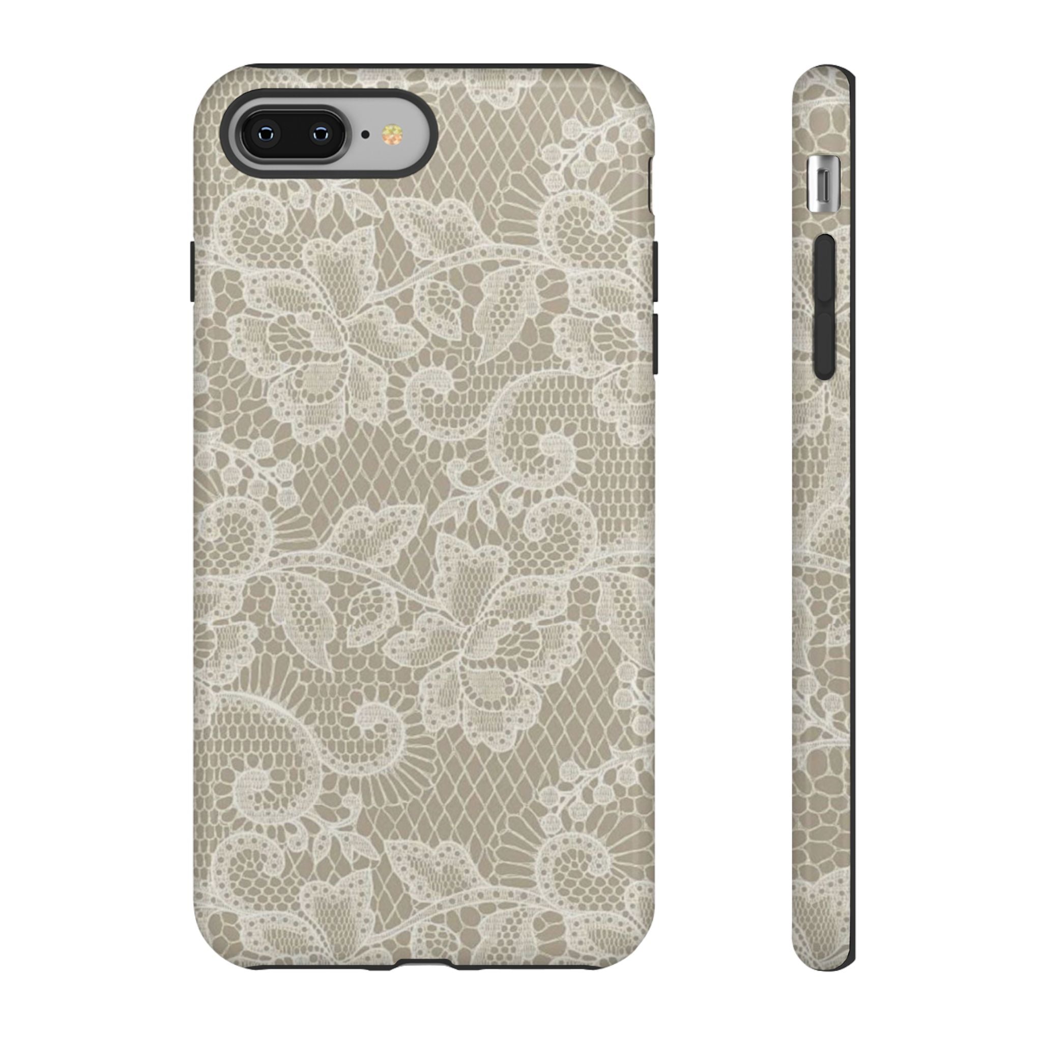 White Lace Pattern Tough Phone Case