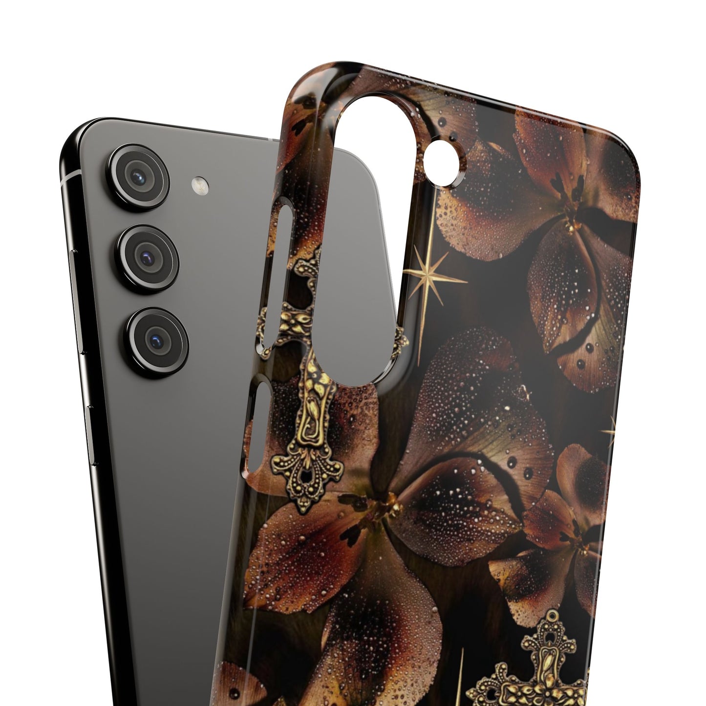 Brown Floral Cross Case