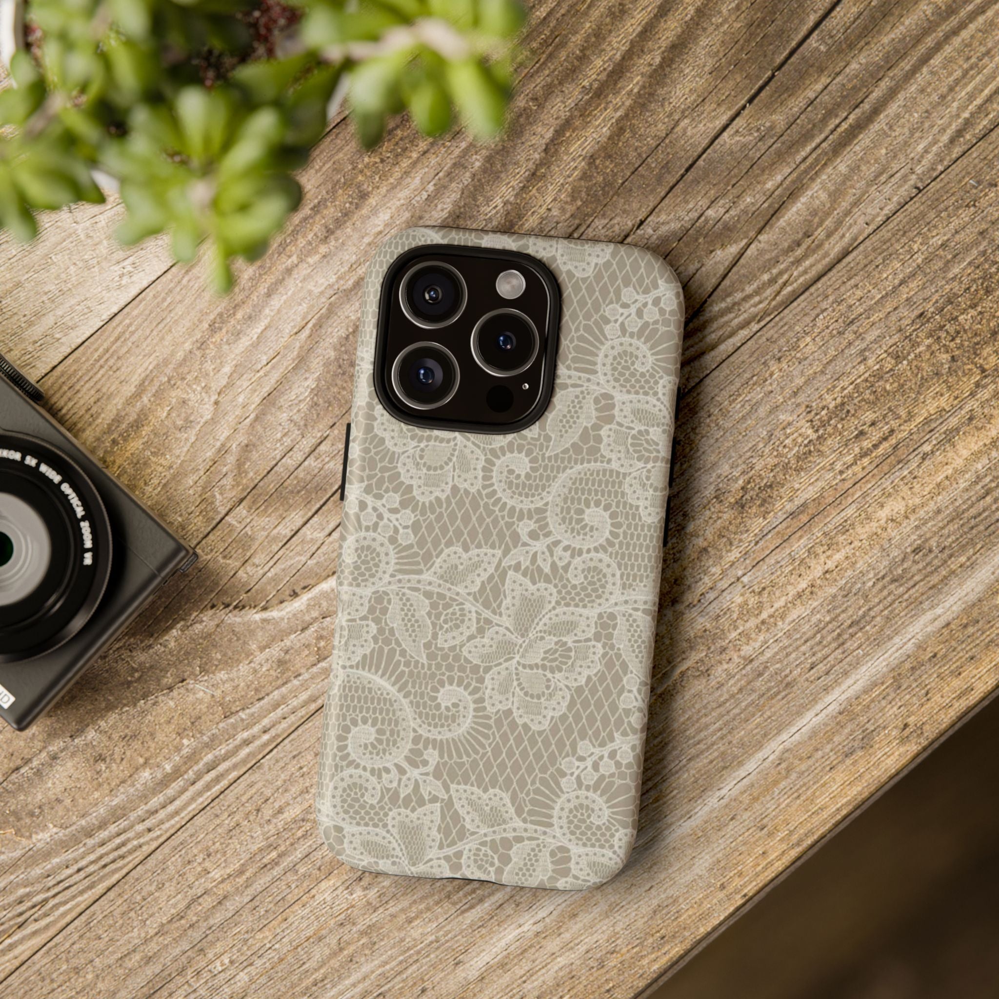 White Lace Pattern Tough Phone Case