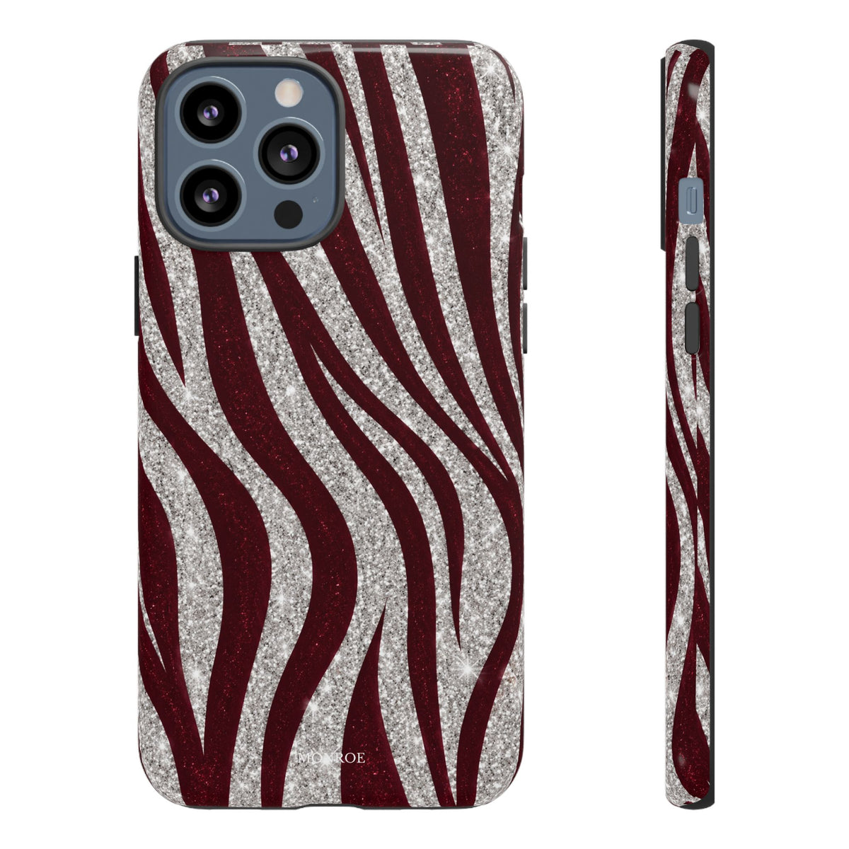 Burgundy Zebra Glitter Tough Case