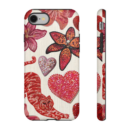 Floral & Heart Pattern Tough Case