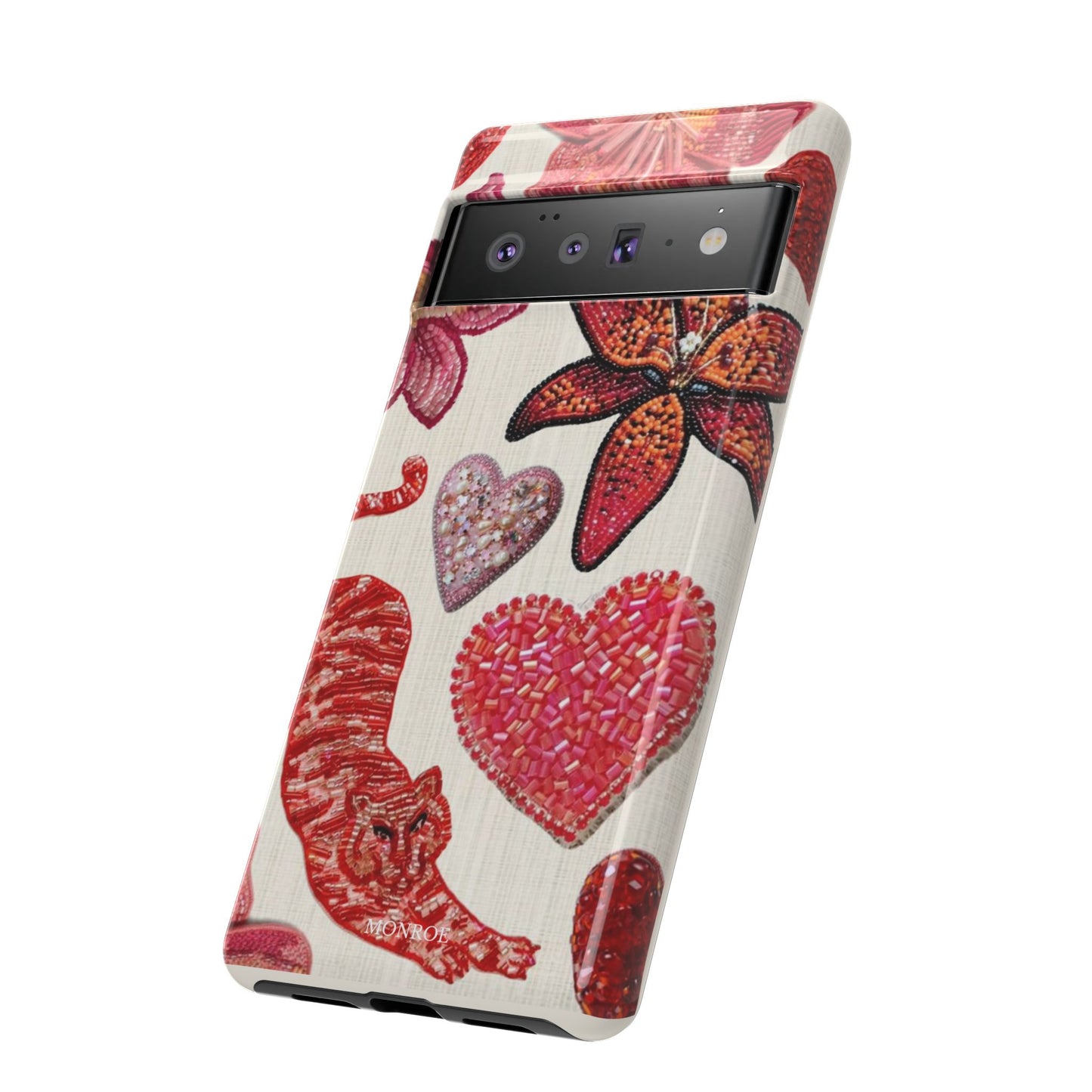 Floral & Heart Pattern Tough Case