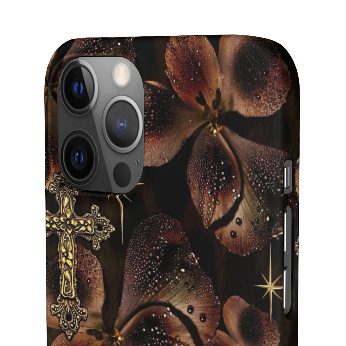 Brown Floral Cross Case