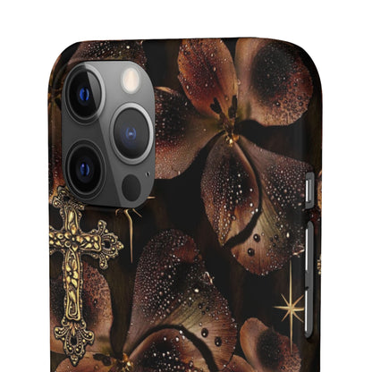 Brown Floral Cross Case