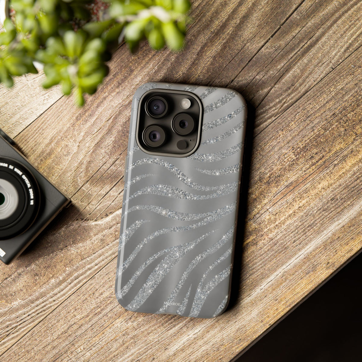 Silver Glitter Zebra Tough Case