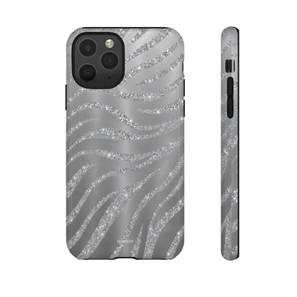 Silver Glitter Zebra Tough Case